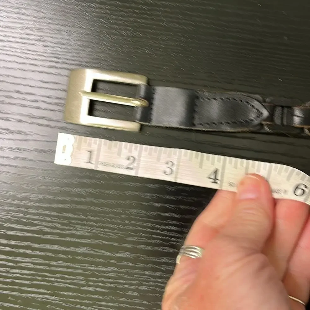 Unique Black Woven Leather Chain Belt with Silver Buckle